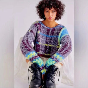 Free People Multicolor Fuzzy Sweater
